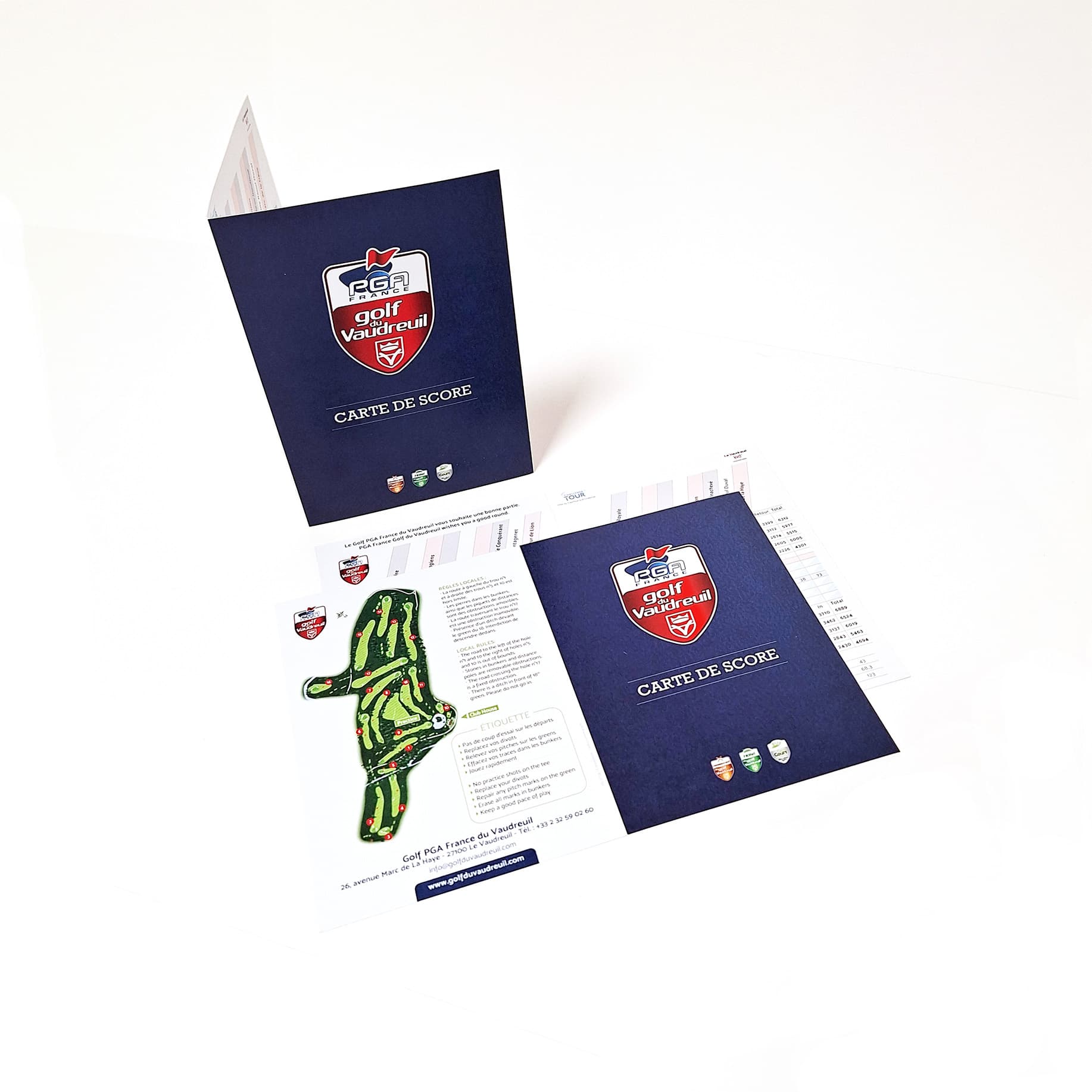 Carte de score de golf dépliante