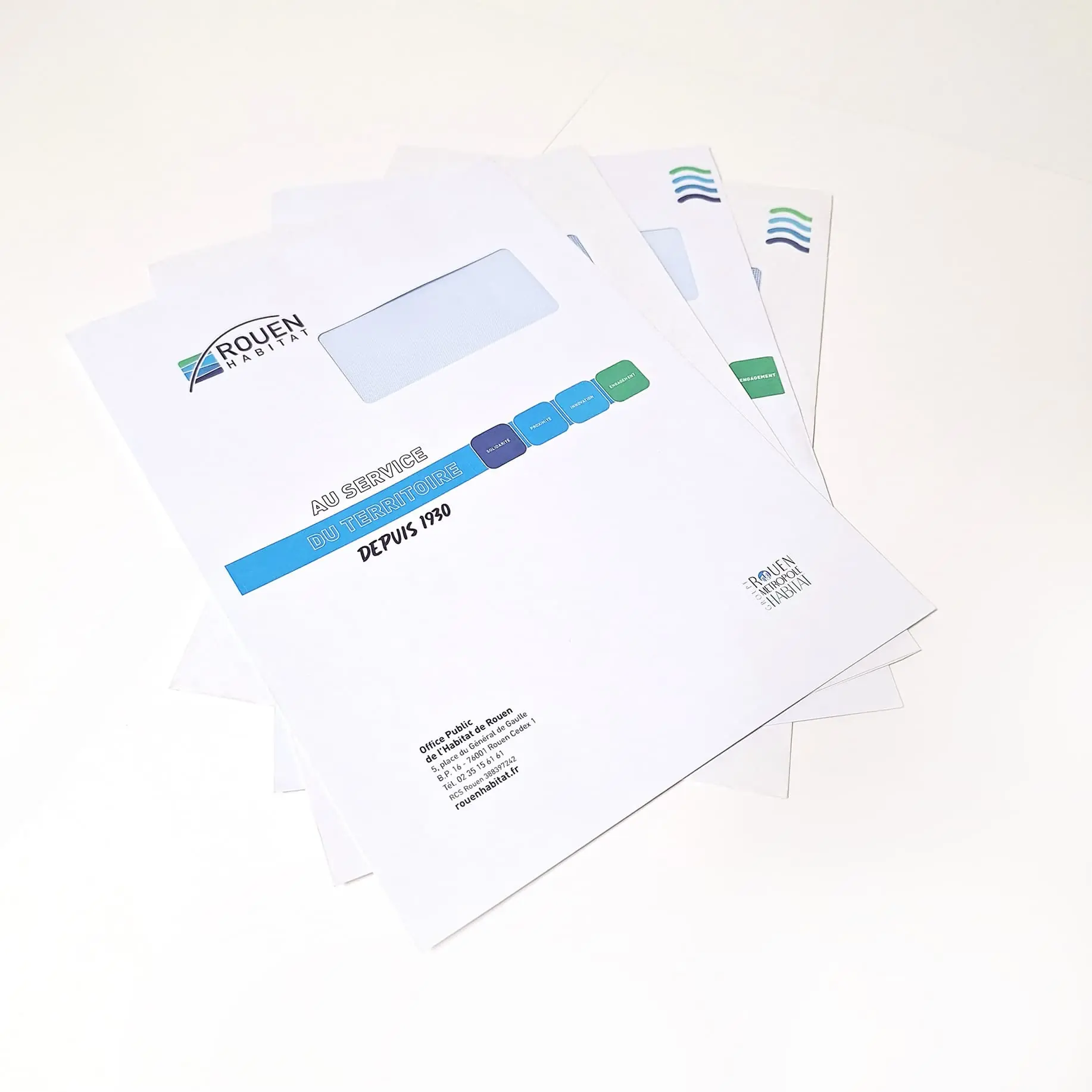 Enveloppes avec fenêtre préimprimées pour Rouen Habitat