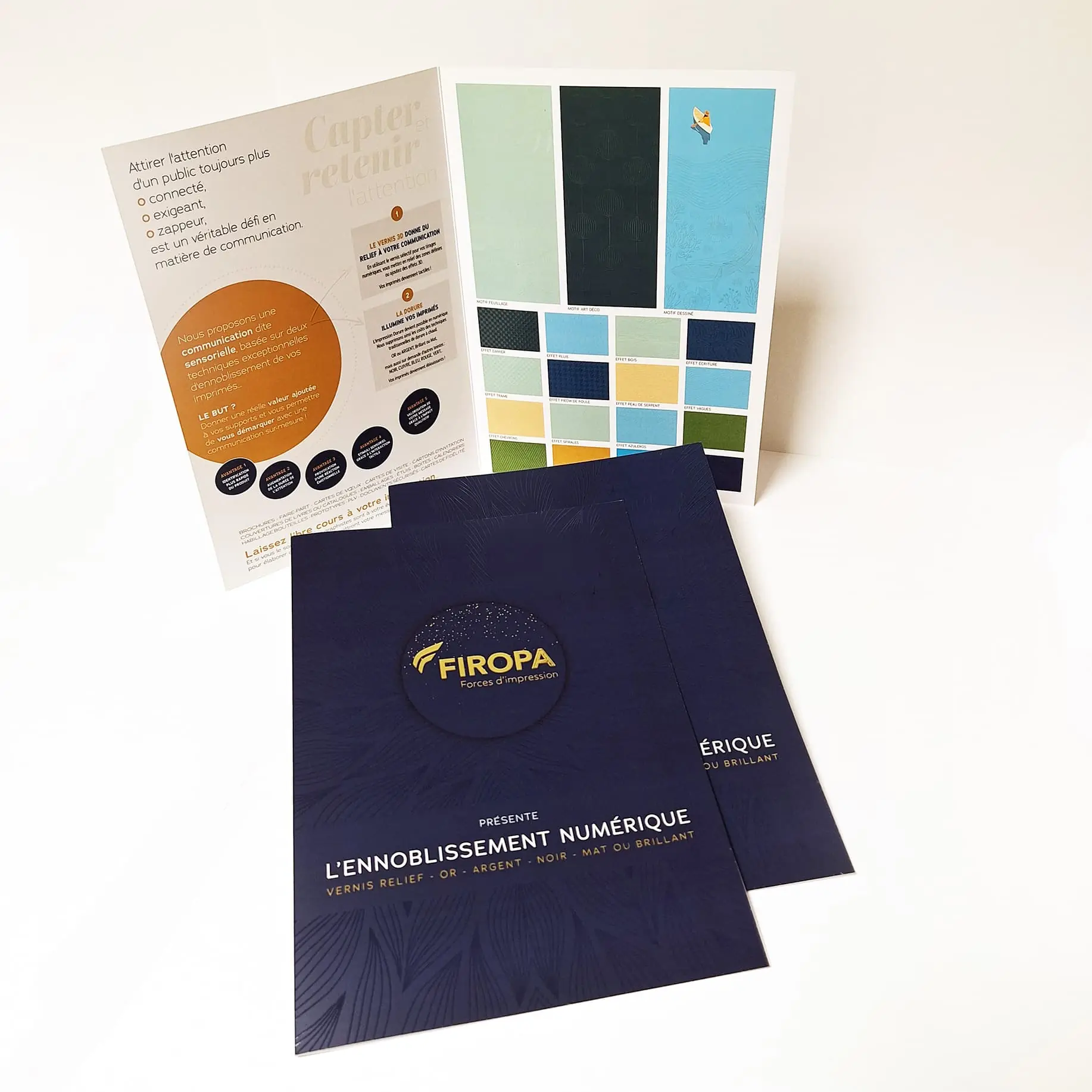 Dépliants de présentation avec dorure pour FIROPA